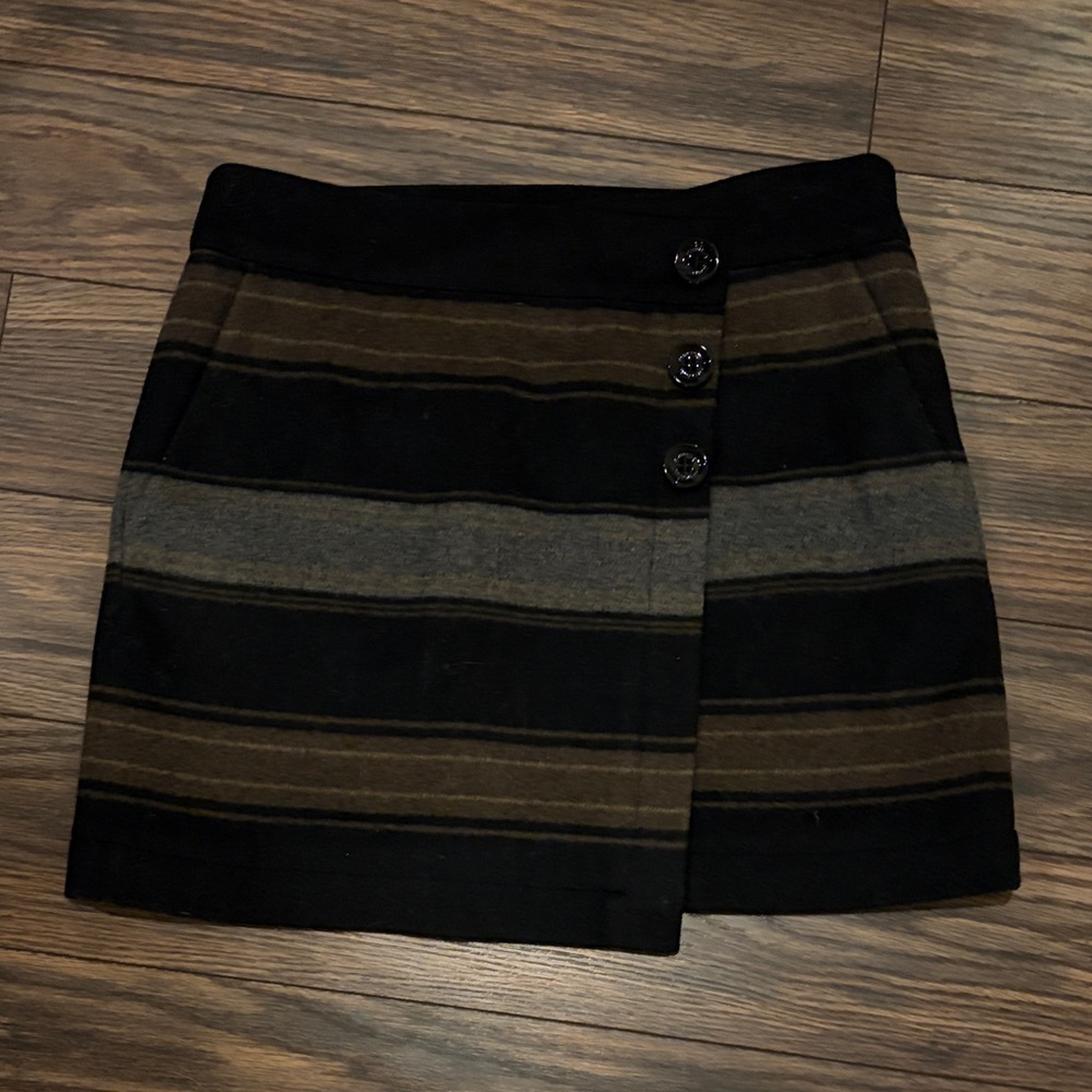 Karen Millen Black and Brown Striped Mini Skirt